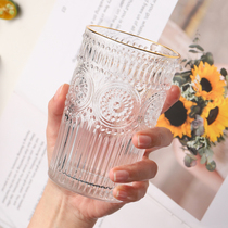 Residence Small 2 reliefs Phnom Penh glass cups ins Wind water glasses female home living room drinking water Nordic minimalist mug suit
