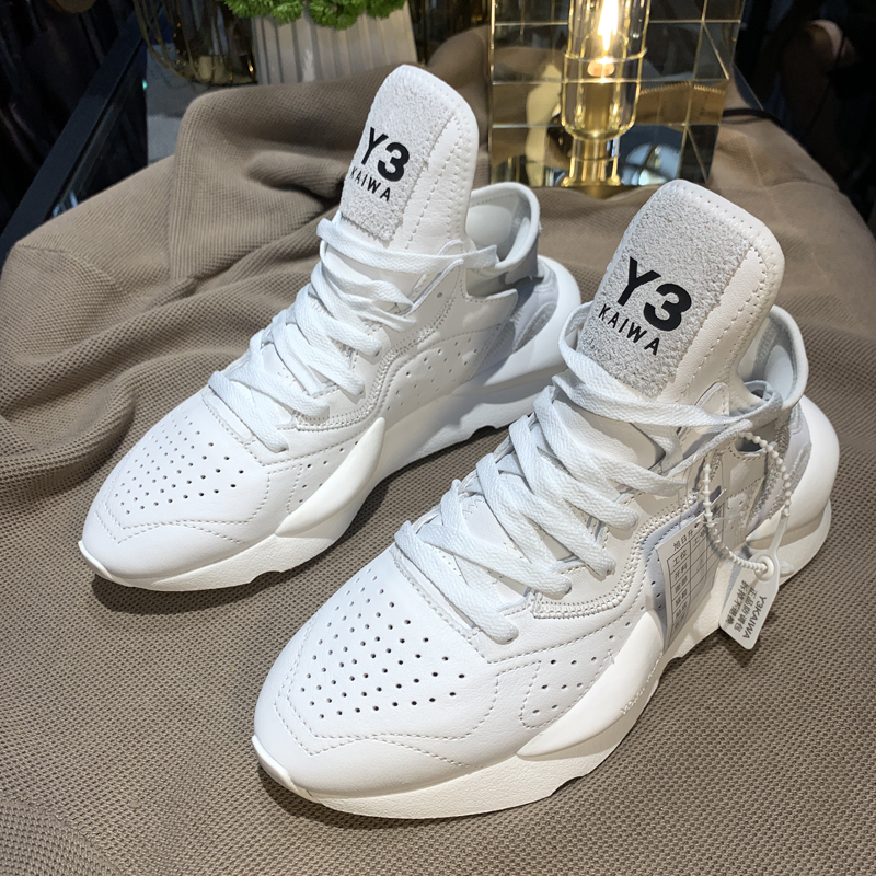 Y3Kaiwa Dad Shoes for Men, European Style, Internet Celebrity, Versatile Trendy Brand ins Super Popular Breathable Genuine Leather White Sneakers, White Warrior