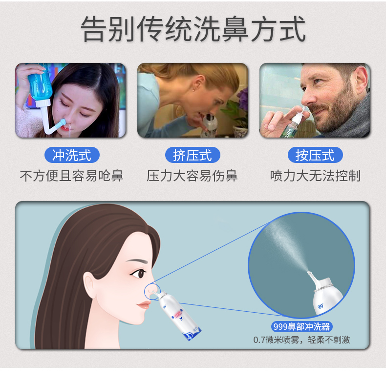 999 洗鼻器 生理性海盐水喷雾100ml 孕婴可用 图5