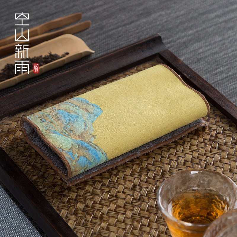 Empty Hills New Rain Tea Towels Cotton Suede Water Absorbent Color Painted Tea Cloth Towels Zen Jug Towel Tea Table Rag Towel Tea Set Accessories