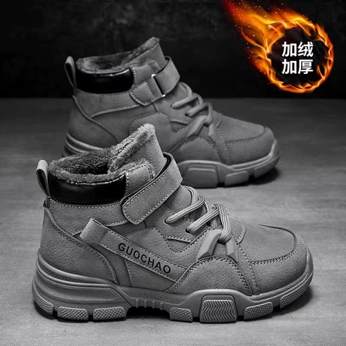 Martens, зимние флисовые короткие сапоги для мальчиков в английском стиле, туфли, 2025 года, популярно в интернете, в британском стиле