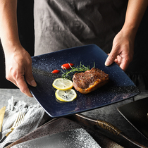 Day Style Sushi Pan Positive Square Pan Creative Ceramic Pan Breakfast Dish tray Dish Dishes Sweet disc Tray Beef Steak Dish