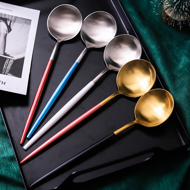 304 Stainless Steel Spoon Net Red Western Meal Spoon Home Tablespoon to eat and drink soup with large spoon of sweet spoons creative stirring spoon-Taobao