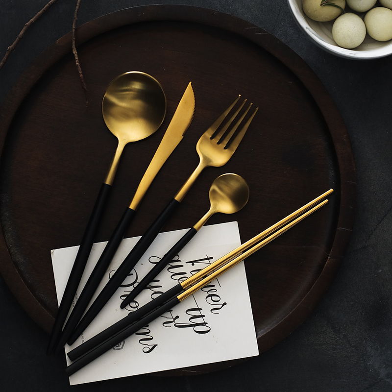 304 Stainless Steel Chopsticks Creative Portugal Home Bull Row Western Dining Knife Fork Spoon Lovers Net Red Wind Cutlery Suit-Taobao