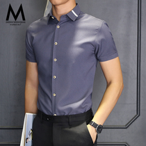  Default summer mens short-sleeved shirt stripes 2020 new summer youth Korean slim casual half-sleeved shirt