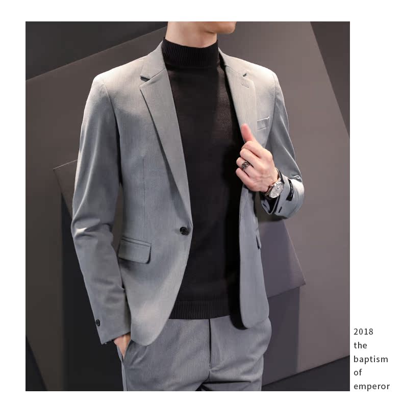 Bộ đồ vest nam bốn mùa áo khoác Hàn Quốc Slim nhỏ phù hợp với trang phục chuyên nghiệp Người đàn ông tốt nhất chú rể váy cưới thủy triều quần áo thể thao nam