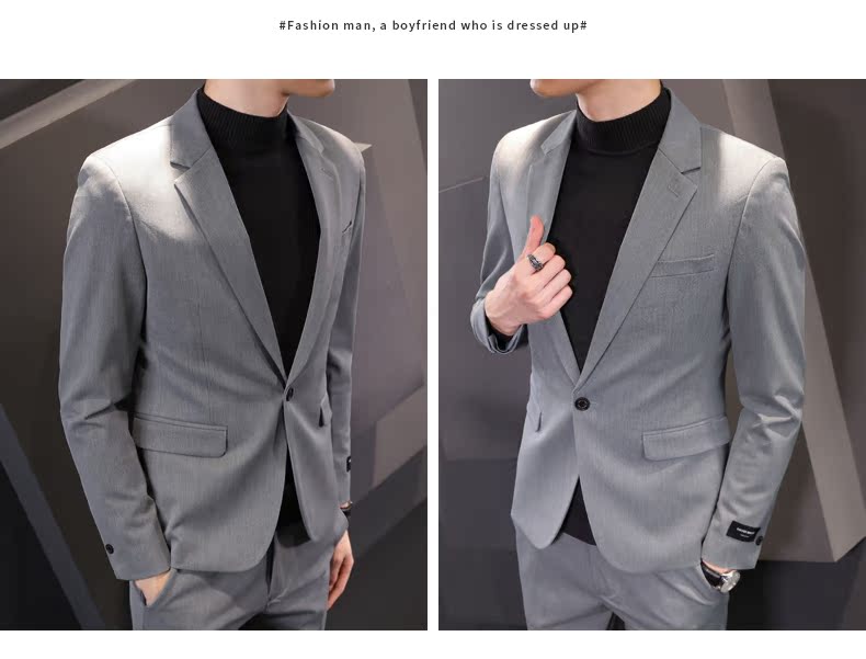 Bộ đồ vest nam bốn mùa áo khoác Hàn Quốc Slim nhỏ phù hợp với trang phục chuyên nghiệp Người đàn ông tốt nhất chú rể váy cưới thủy triều quần áo thể thao nam