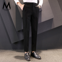  New autumn casual pants suit pants spring and autumn mens trousers Korean version of business free ironing solid color small feet suit pants
