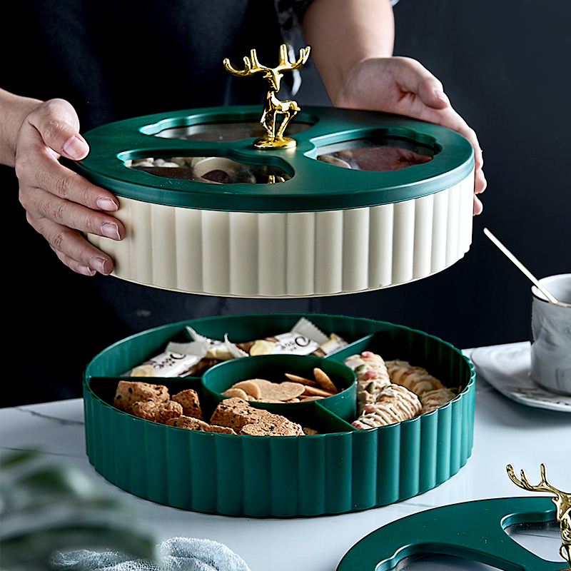 Dried fruit storage box creative living room candy box home double-layer light luxury nuts dried fruit box snack melon seeds dried fruit plate