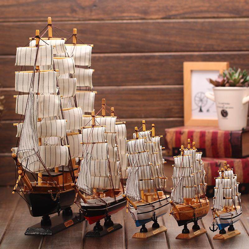 Ancient sailing model decoration pendulum decorated with a sails smooth wooden boat Ming Dynasty Zheng and Lower Atlantic emulated wooden boat finished product