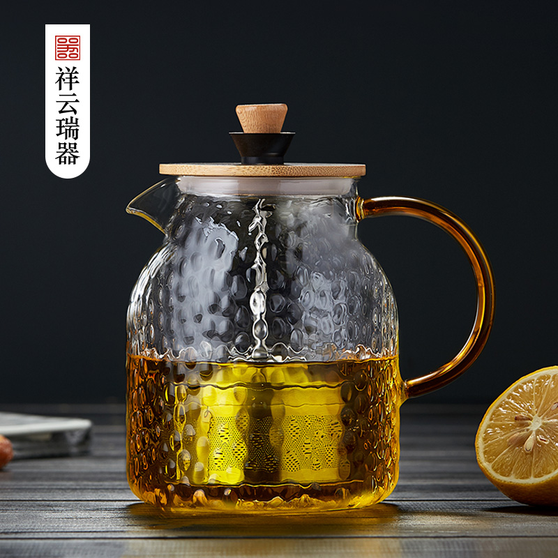 Xiangyun Ruiqi household stainless steel filter teapot liner large-capacity transparent heat-resistant glass teapot flower teapot