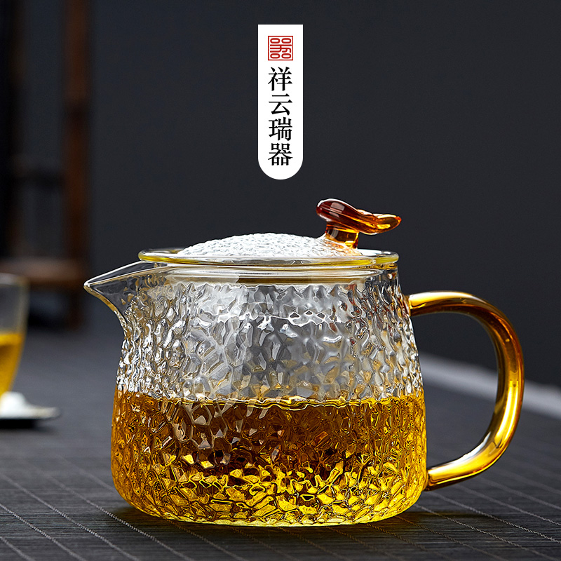 Xiang Yungrui Ware High Temperature Resistant Hammer Ripple Glass Teapot Suit Home Filter Tea Maker With Glass Bubble Teapot