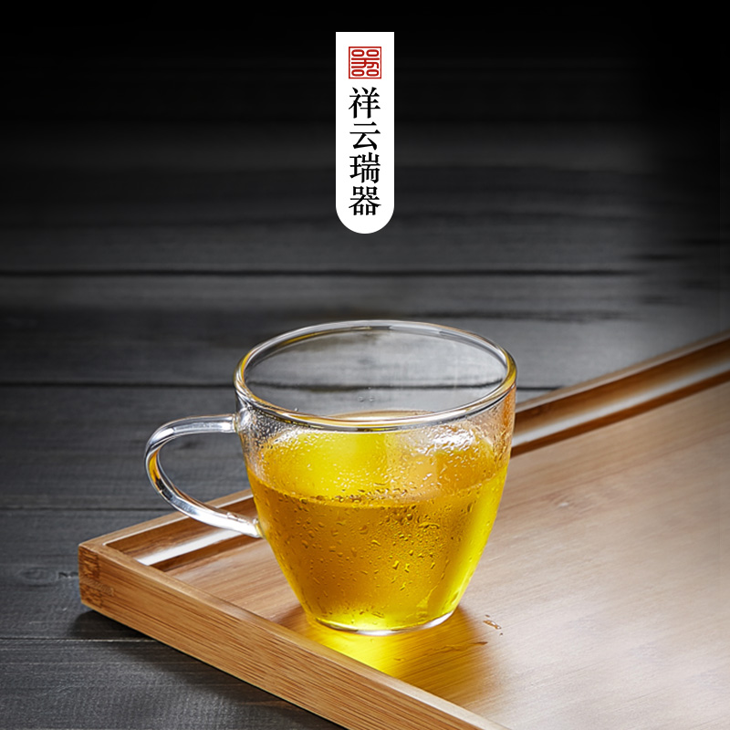 Xiang Yungrui heat-resistant glass small tea cup small handle cup transparent thickened glass tea cup glass cup tea cup