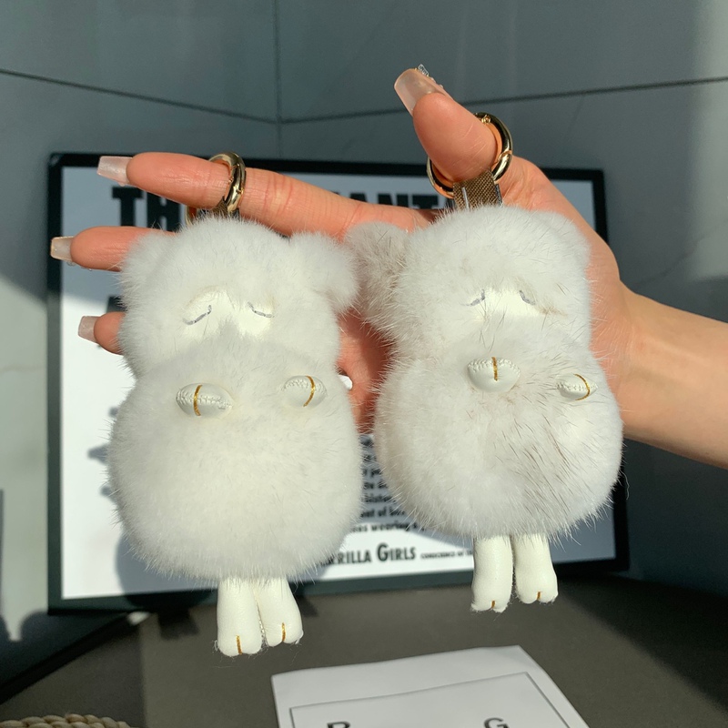 Mink Fur Cute Little Sheep Car Keychain Pendant Internet-Famous Plush Fur Doll Bag Charm Gift