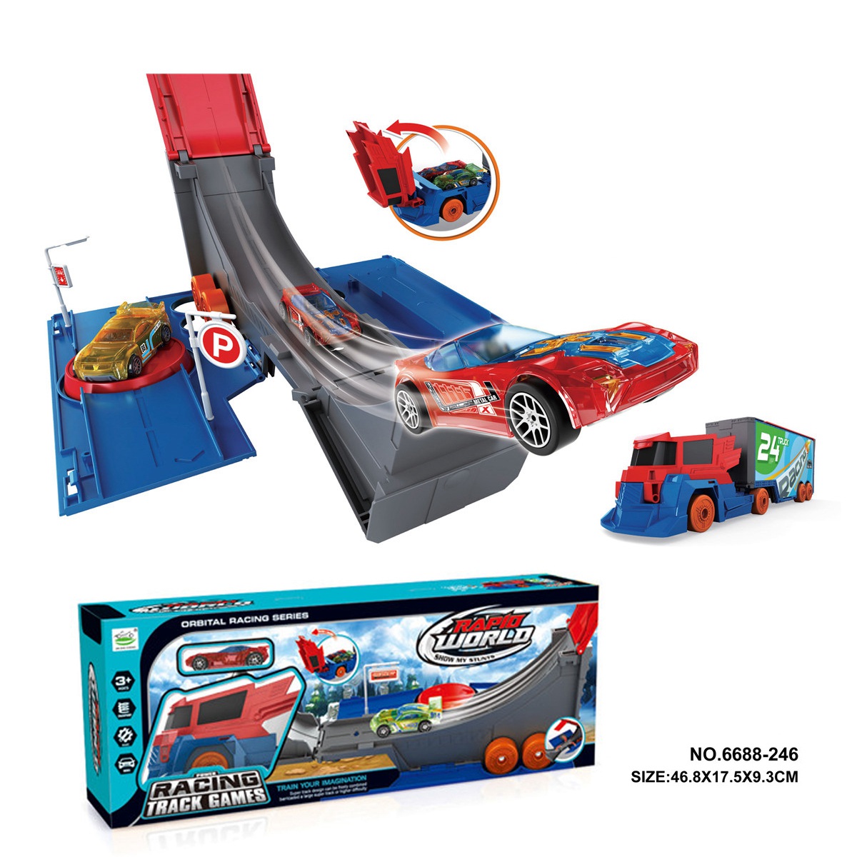 35 rail container truck children container truck rail sliding parking lot deformable toy model 6688-246