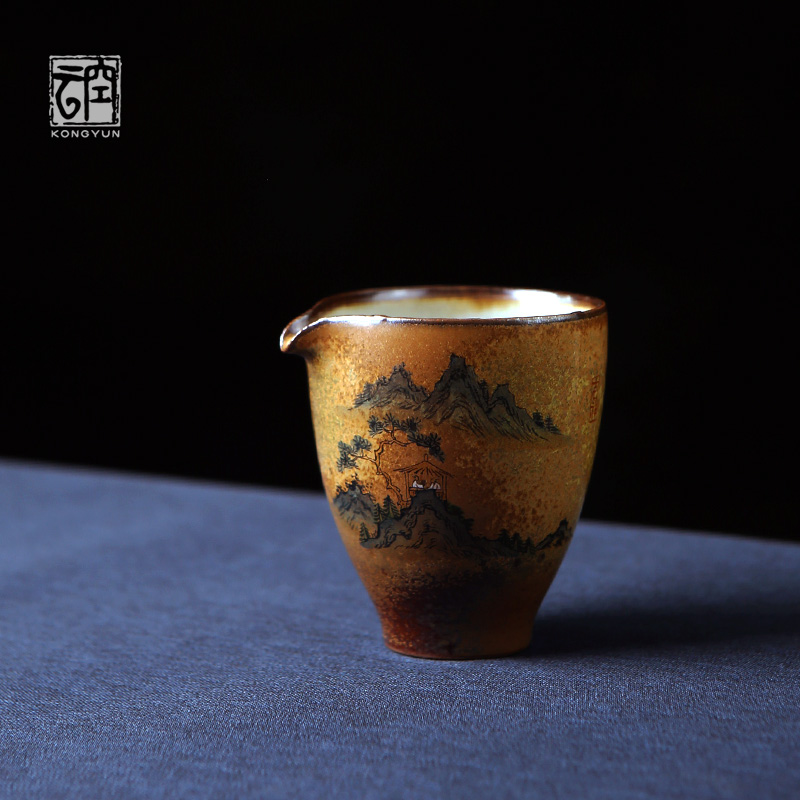 Air Cloud Hand - wood - fired Kuo Cup Jingdezhen Antique Ceramic Kin to anti - hot handle tea frame