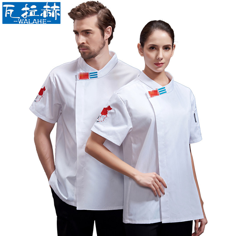 Chef's suit men and women short sleeves Breathable Thin style Fancy Dining Room Hotel Secretly chefs serving short sleeves Summer blouses
