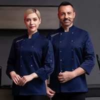 Ly Double -Row маленькая золотая пряжка синие длинные рукава