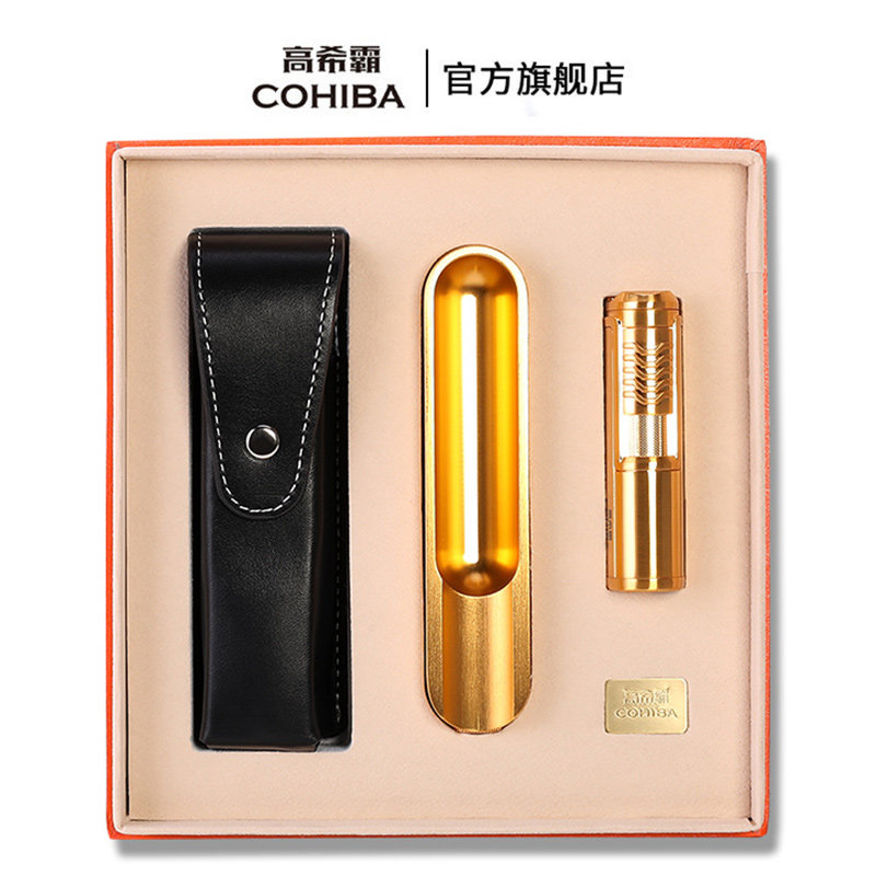 Gorschba Cohiba convenient cigar three-piece lighter package cigarette lighter cigarette lighter toolkit