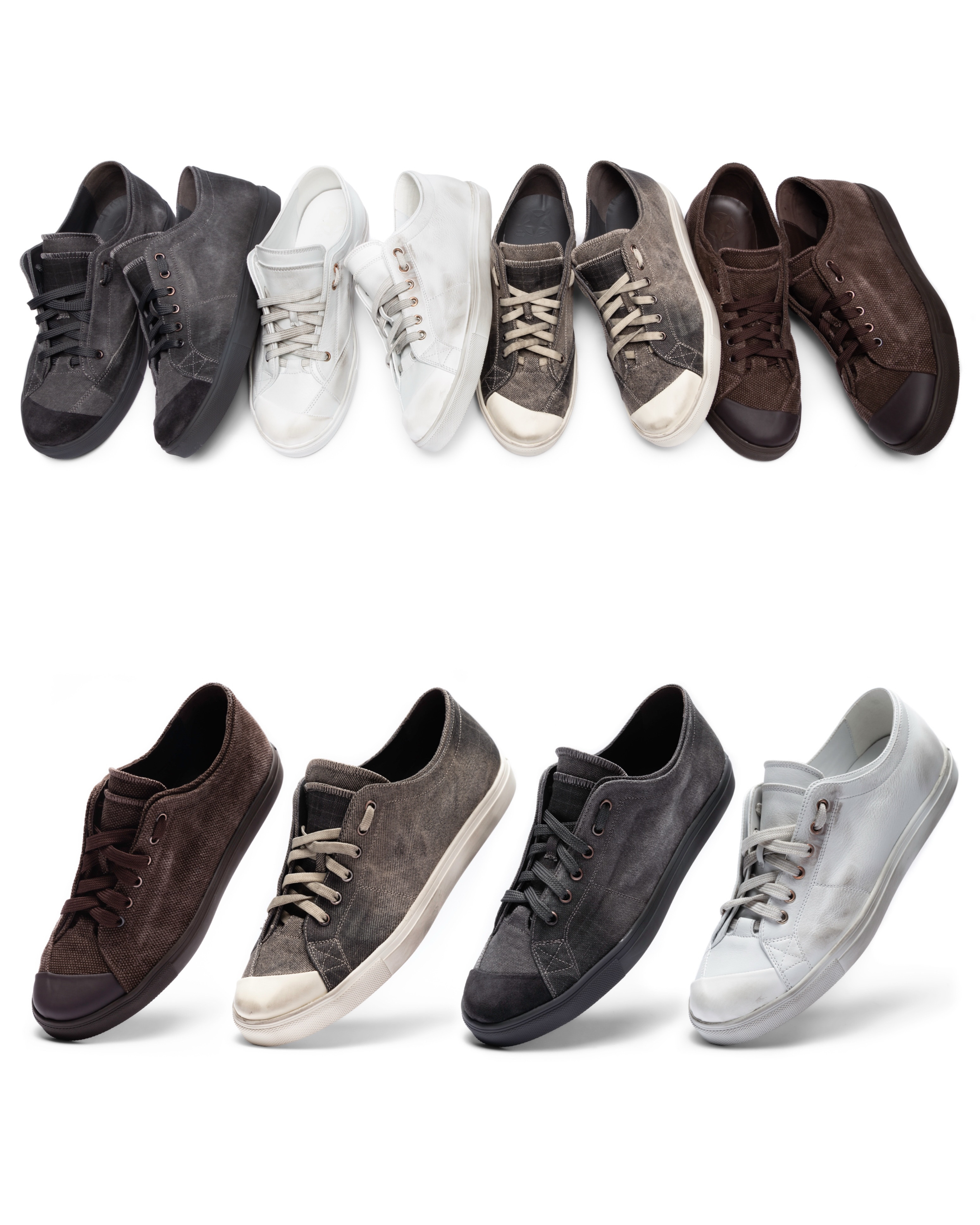 VOWPROGRESS Double-Layer Canvas Denim Low-Top Sneaker
