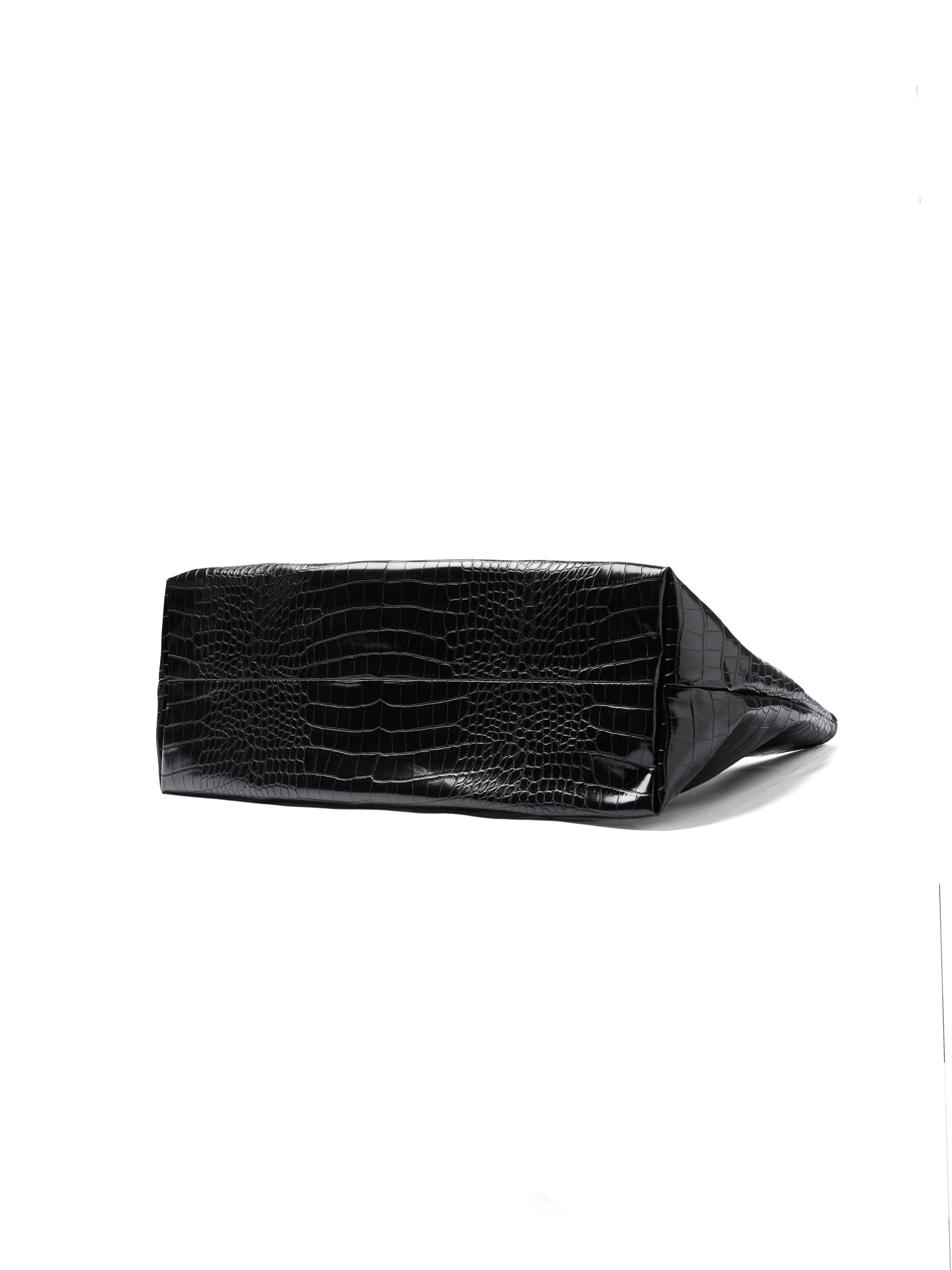 VOWPROGRESS Croc-Embossed Ruched Faux Leather Tote Bag