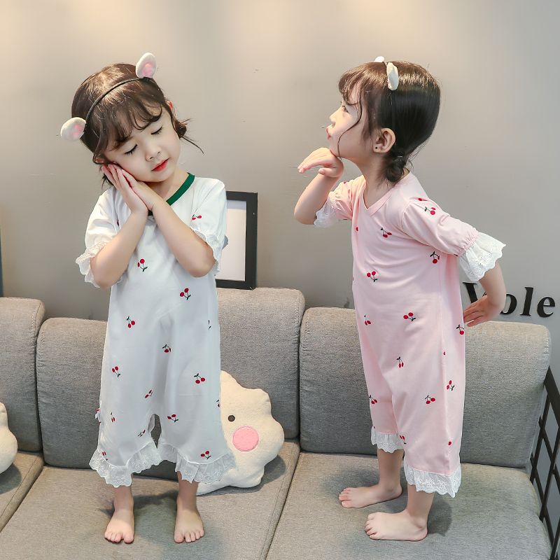 Girl's sleepwear summer slim fit baby short sleeve sleeping bag anti-kick by air conditioning Home Baby Sleeping Dress
