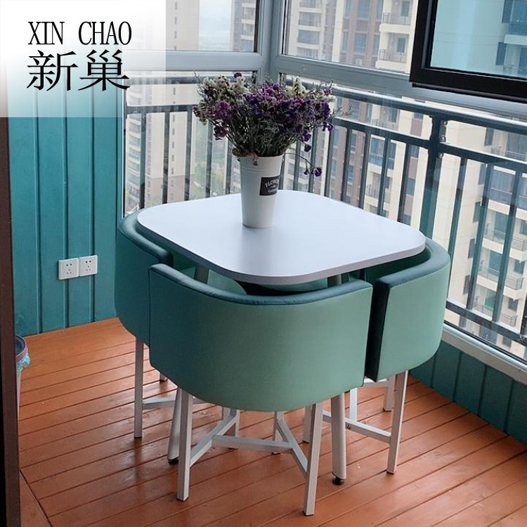 Indoor balcony small table and chairs net red home Three sets of small family type tea iron art One table Two chairs Mini small tea table