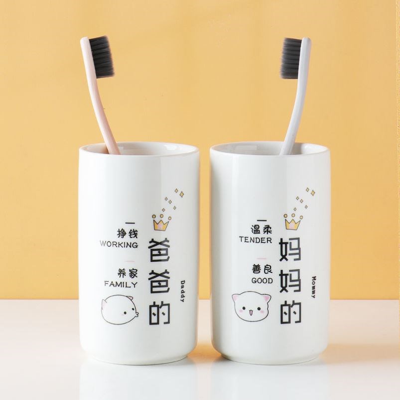 Tooth set toilet creative brushing cup family parent-child ceramic cup creative family set mouthwash cup teeth