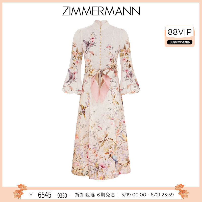 [End-Of-Season Discount] Zimmermann Rebellion Linen Button-Detail Mid-Length Dress