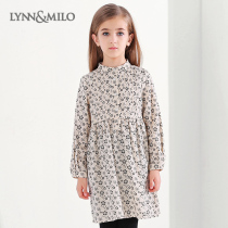 LYNNMILO Leinaro 2022 fall Girls print dress Dress Wool Cotton Fabric Long Sleeve Foreign Air Children Skirt