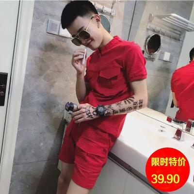 2019 Men's suit leisure handsome Han Edition Youth Sports Student Short Sleeve Short Shorts for Men