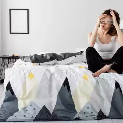 Bed four-piece cotton cotton 60 simple Nordic style light luxury style sheets dormitory three-piece set of supplies D