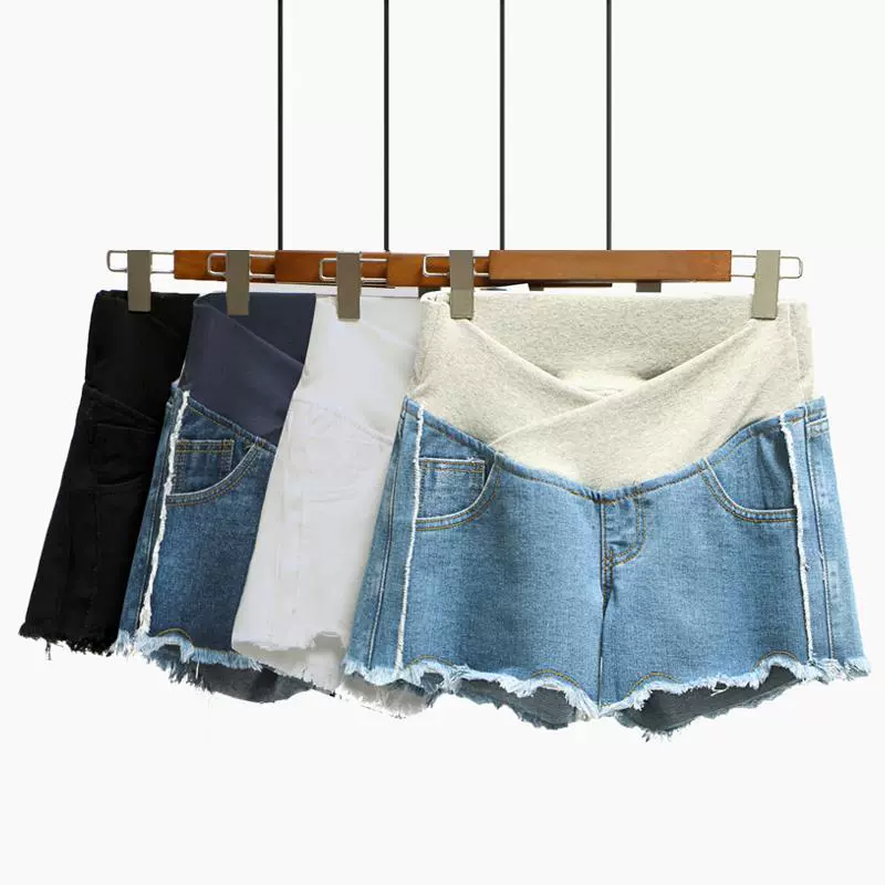 Quần short mới của phụ nữ mùa hè năm 2020 quần short denim lỗ mới mặc quần soóc nâng bụng mùa hè phụ nữ mang thai mỏng - Phụ nữ mang thai quần / quần bụng