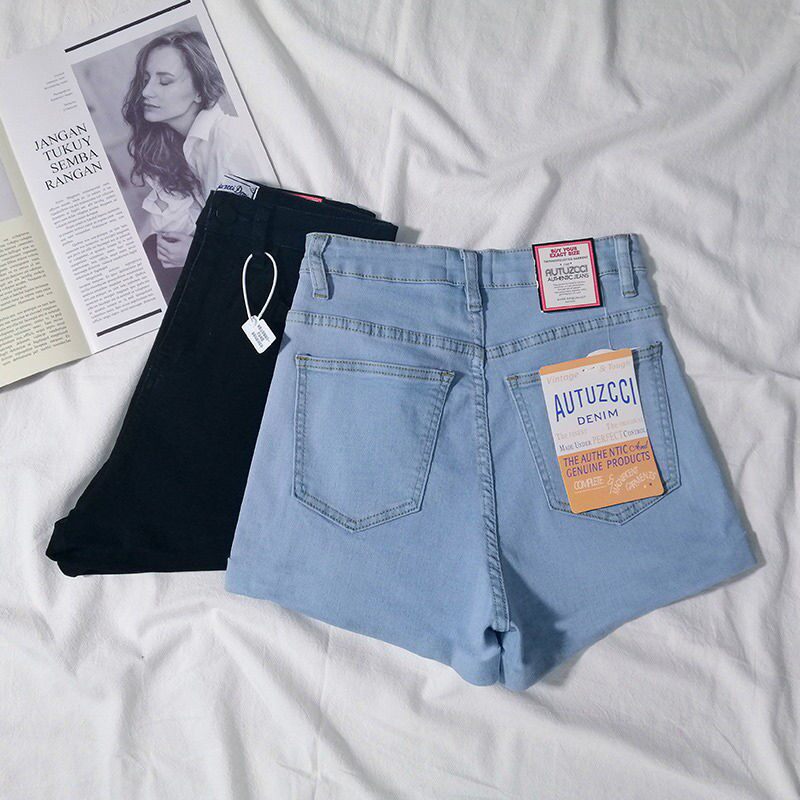 Large size jean shorts 2021 female summer new high waist and thin body strength is simple and hot pants wear tide outside
