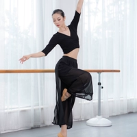 Черный топ среднего рукава (2966)+брюки с широкими черными (2953)