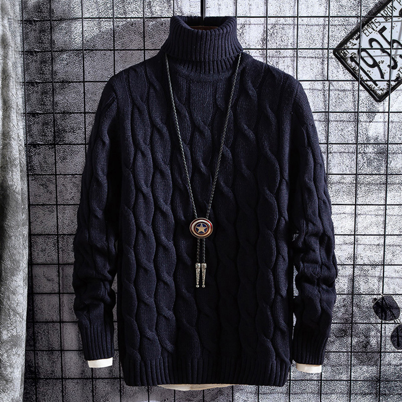 Turtleneck Sweater for Men, Spring and Autumn Knitwear, Fleece-Lined and Thickened Base Layer, Autumn and Winter 2025 New Popular Pullover