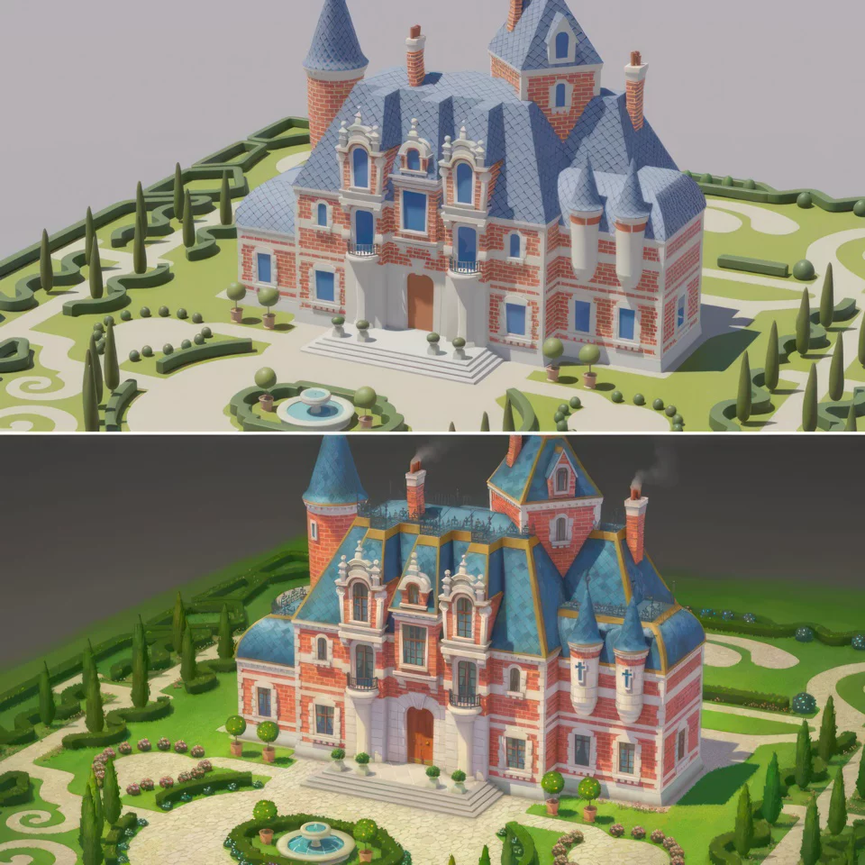 Урок по Blender: стиль игры ps, архитектура, концепт-арт, моделирование, рендеринг, курс, изящно переведенные китайские субтитры