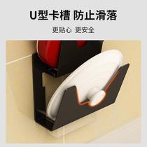Kitchen punch-free double-layer pot lid rack wall-mounted chopping board chopping board storage rack pot lid storage hanging shelf