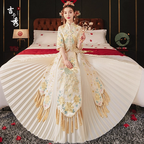 Традиционный свадебный наряд Сюхэ, свадебное платье для беременных, вечернее платье, цвета шампанского, коллекция 2023, большой размер