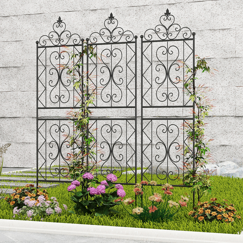 Wrought Iron Climbing Trellis for Roses, Climbing Plant Support, Gardening, Balcony, Courtyard Decoration, Outdoor Garden Fence Wrought Iron Climbing Trellis for Roses, Climbing Plant Support, Gardening, Balcony, Courtyard Decoration, Outdoor Garden Fence