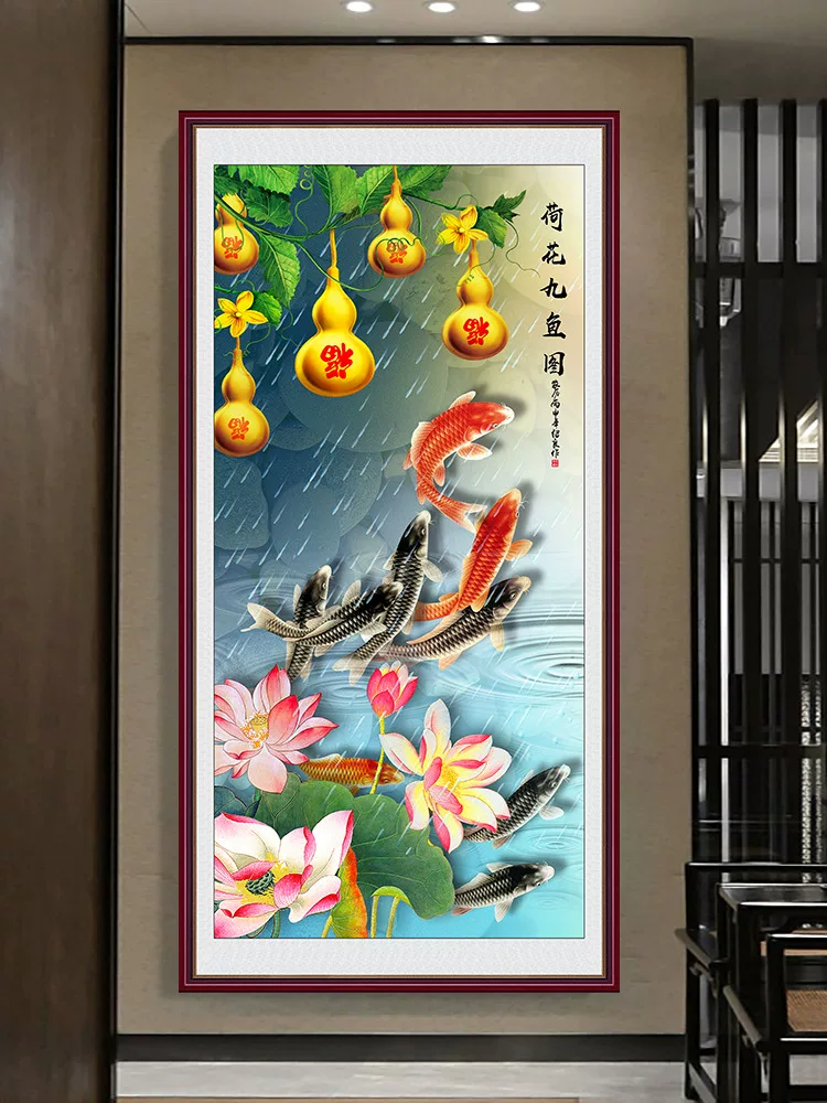 Компания Jiutu Juli Cai Tu Gong Xuanguan Decoration Painting имеет вертикальную версию настенной ткани-живописи на двери рыбака у двери