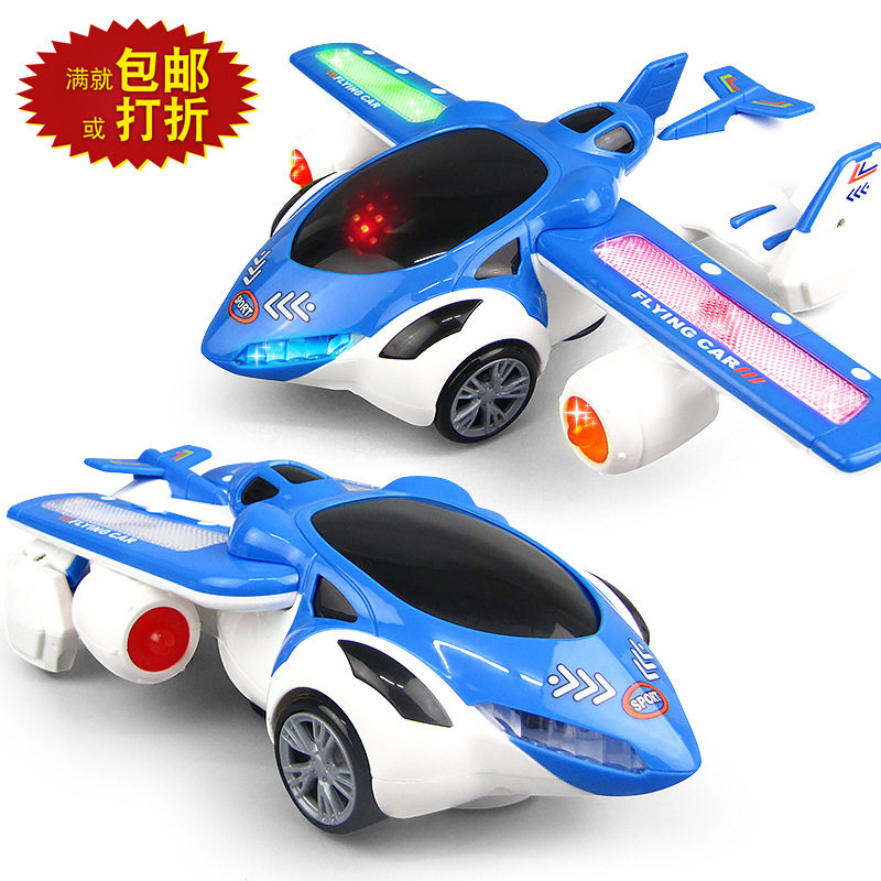 New electric universal automatic deformation car battle plane model light music spread hot children's toys