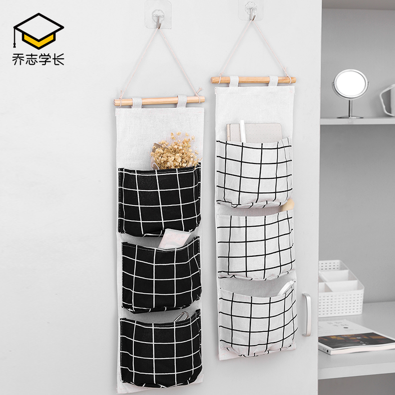 Cashier bag Hanging bag Wall Hanging cloth bag Hanging wall Racks University Students Dorm Room Theorist Dorm Room Supplies Fabric Bag-Taobao