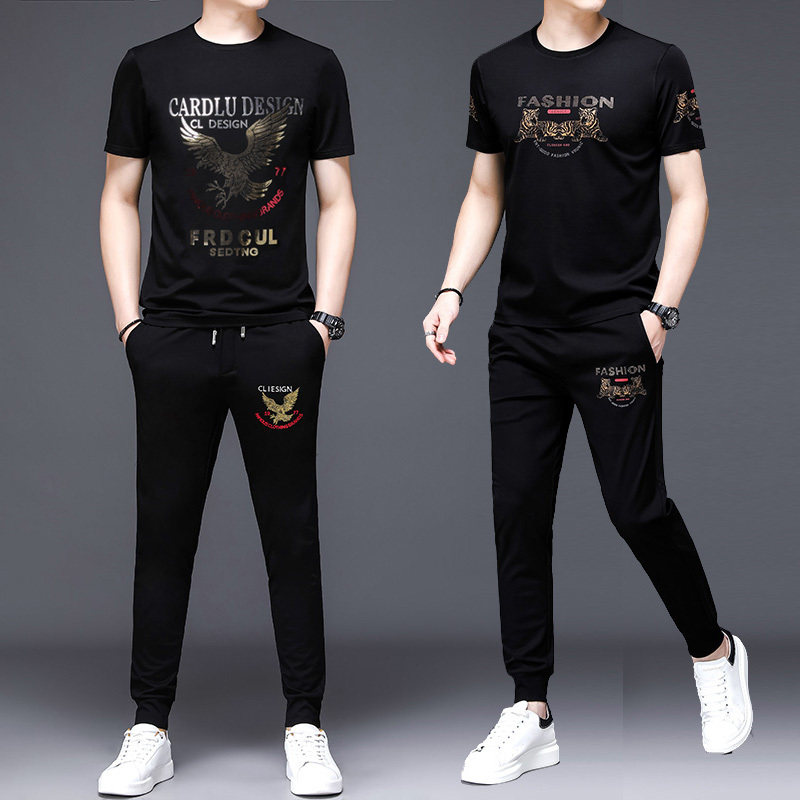 Fashionable Casual Ice Silk Short-Sleeve Suit Summer Men's Trendy Brand Men's Clothing 2026 New Trendy Set Summer Outfit Fashionable Casual Ice Silk Short-Sleeve Suit Summer Men's Trendy Brand Men's Clothing 2026 New Trendy Set Summer Outfit