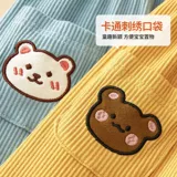 Детские осенние хлопковые штаны подходит для мужчин и женщин для новорожденных, утепленные джинсы с начесом для раннего возраста