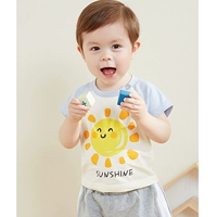 Голубая рукава, сшивая маленькие солнце -короткие рукава