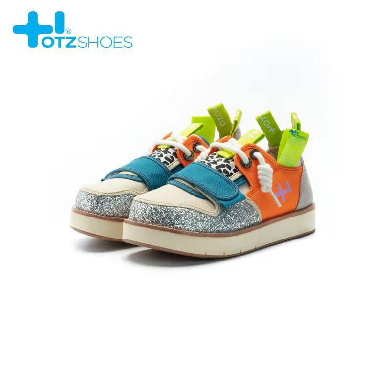 OTZShoes autumn new color matching sequin canvas shoes female ugly cute thick bottom round head to increase comfort and wear