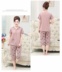 Đơn giản womens đội mũ trùm đầu quần short ngắn tay 2020 ngắn trung niên phụ nữ pajama mùa hè nhà quần áo tăng số lượng vỗ béo. 