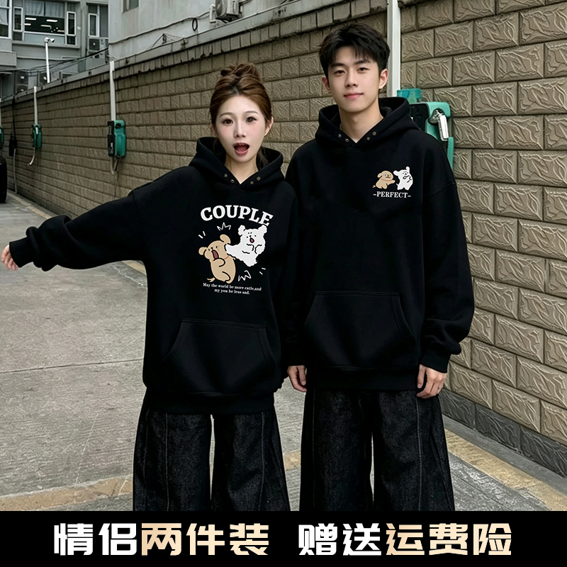 Pure Cotton Couple's Clothing Autumn and Winter Button-Up Sweatshirt 2026 New Style High-End Niche Unique Non-Repetitive Trendy Tops