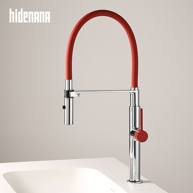 Hidenana Minimalist Kitchen Faucet with Swivel Pull-Out Spout for Sink, Hot and Cold Water Faucet